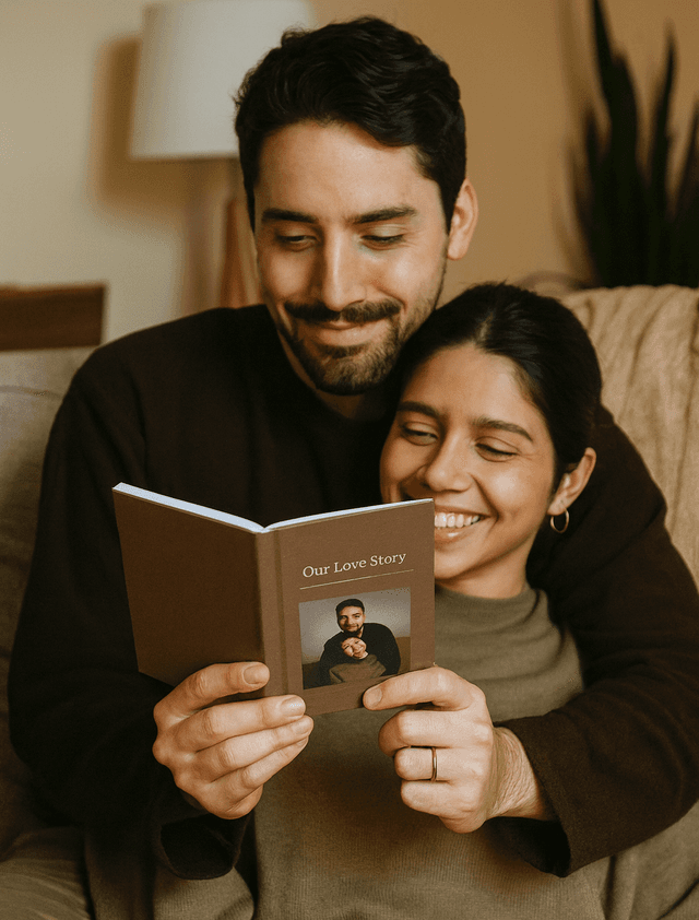 Couple reading book together
