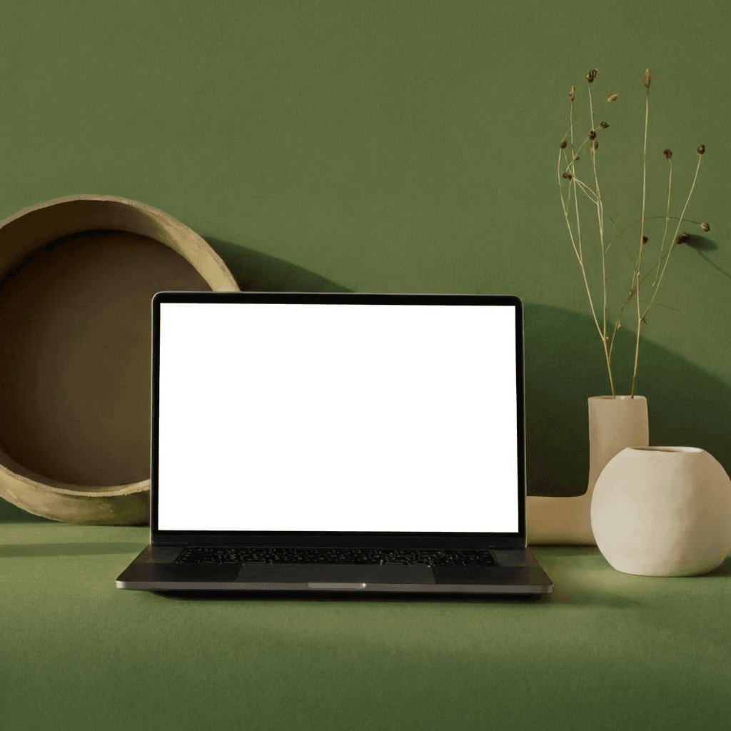 Laptop mockup with writing prompt